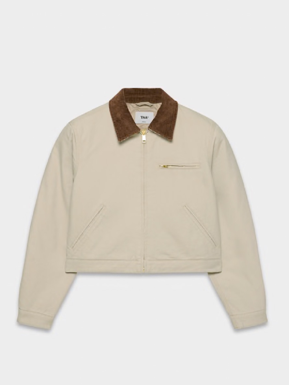 Aritzia TNA Barkley Lightweight Workwear Jacket in Marcona Beige